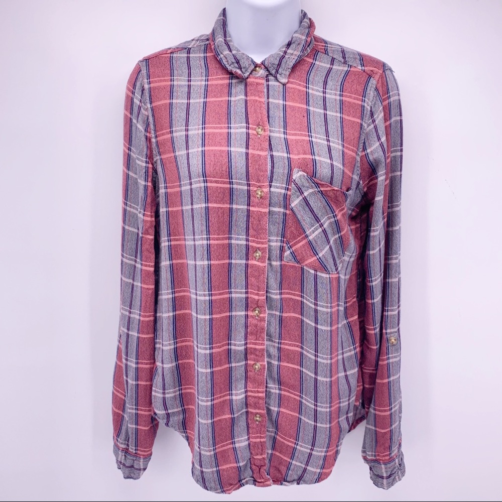 Lucky Brand Thick Flannel Button Down Shirt Sz XS